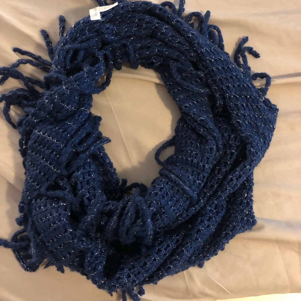 blue tassel infinity scarf